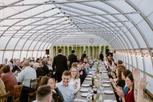 Groomsmen grand entrance photography in New Brunswick, fall garden greenhouse wedding in Alma, Hillsborough photographer packages near me