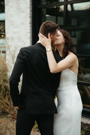 bride and groom portraits, modern black and white editorial vibe wedding in Moncton New Brunswick, fine art photographer packages