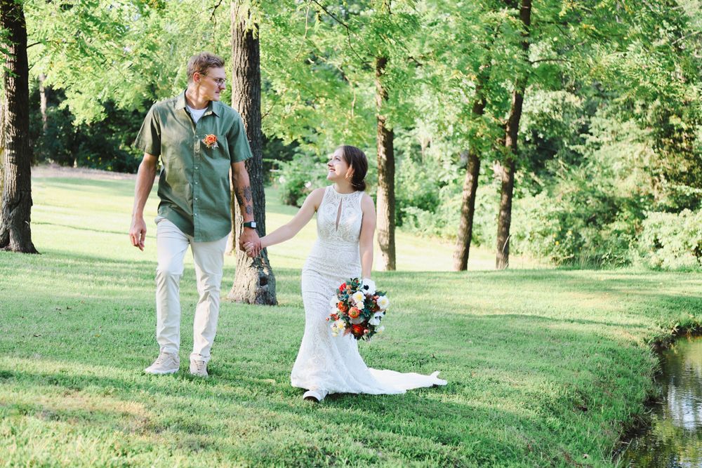 wedding couple walking