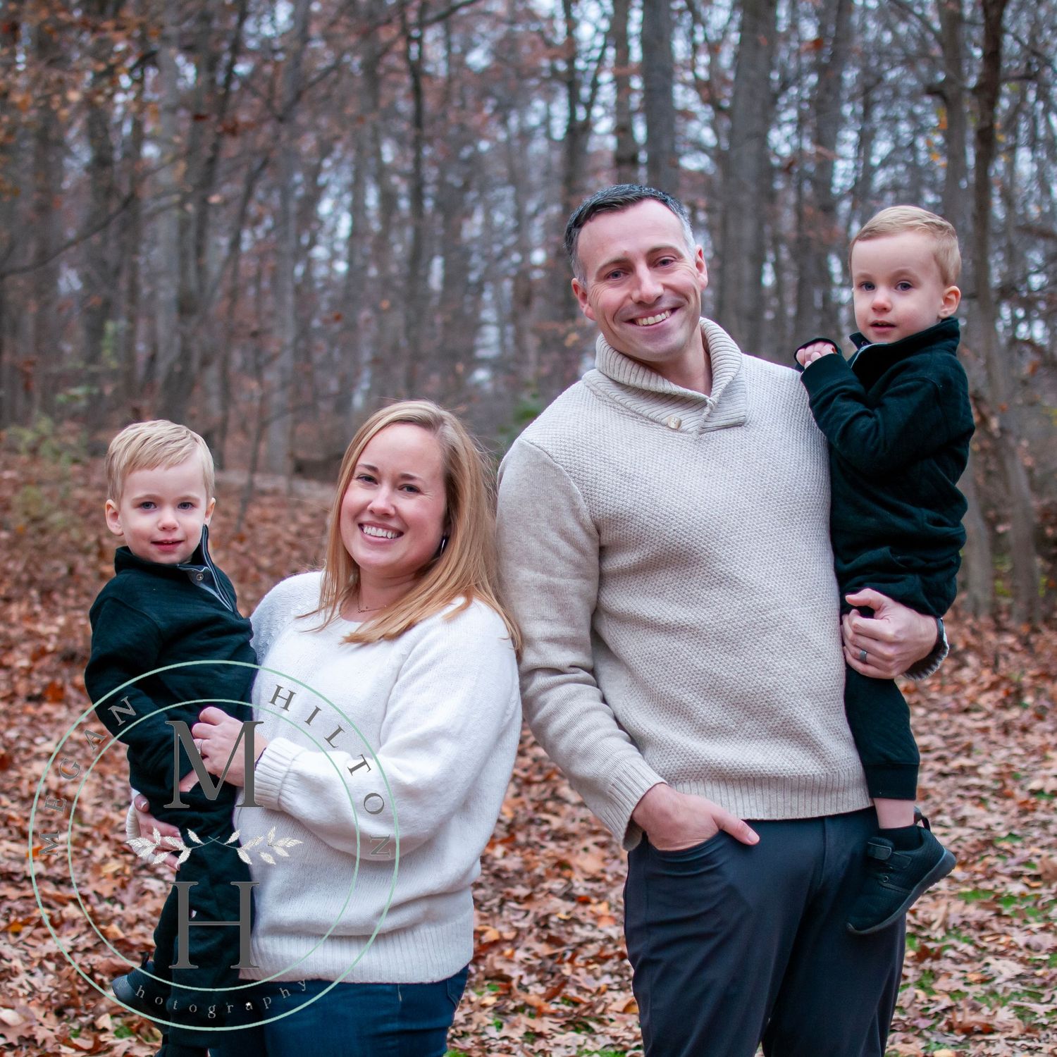 Family of four with twin toddler boys photo