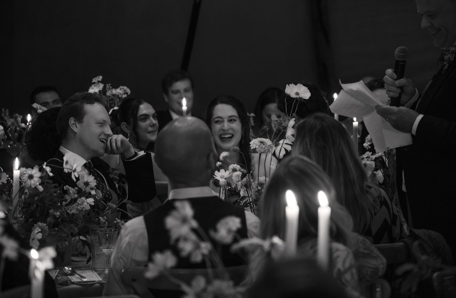 black and white photography candle light bride and groom wedding speeches love photography documentary