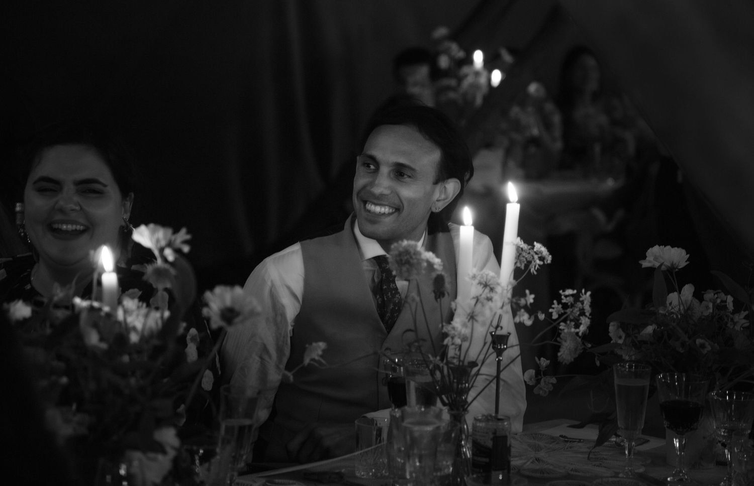 wedding guest laugh emotions memories black and white fun photography