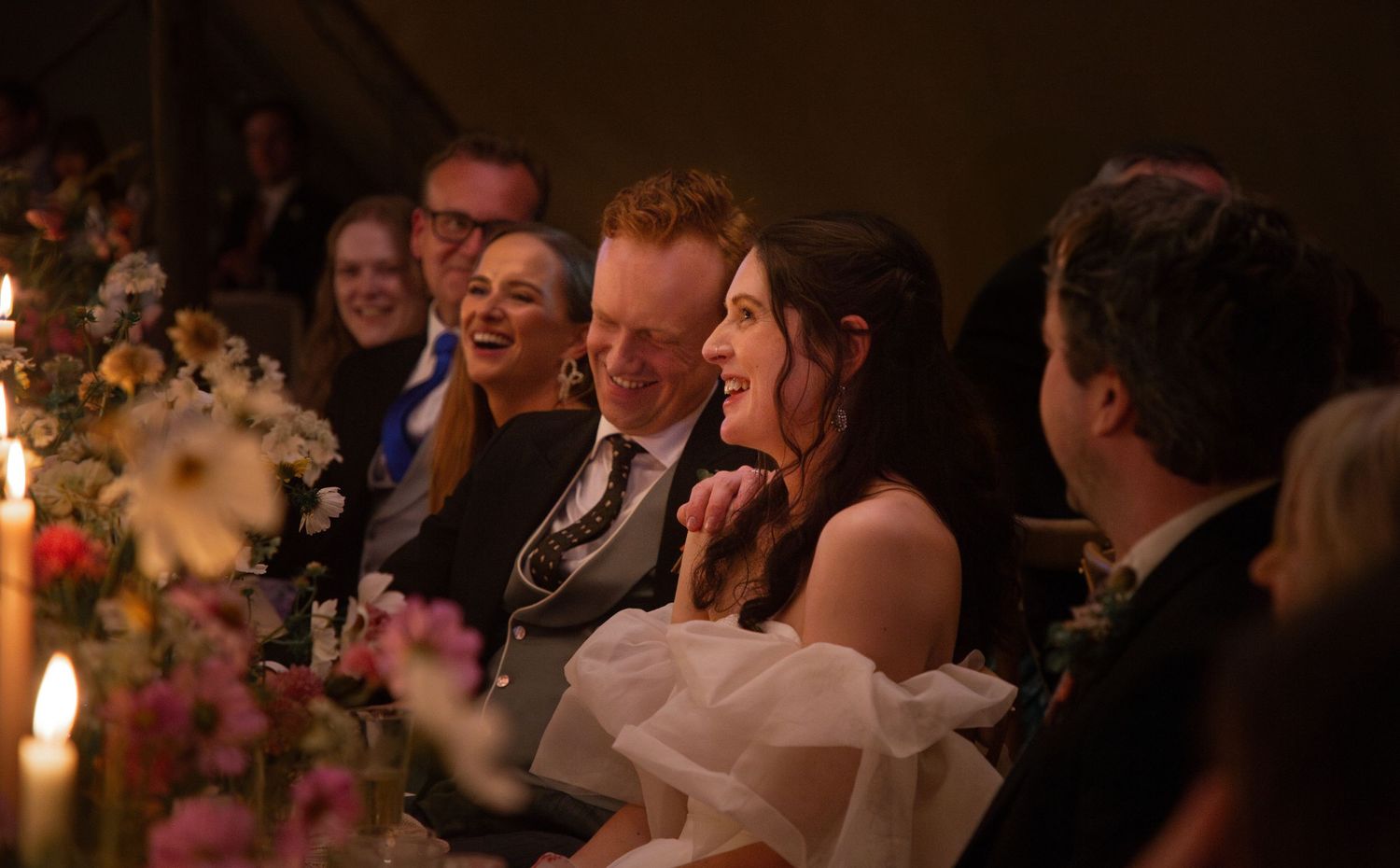 bride and groom wedding breakfast speeches luxury wedding summer wedding photography candid documentary Photography