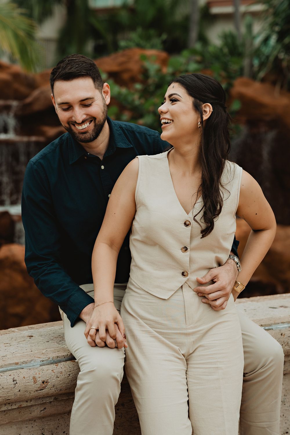 Sharing a laugh, capturing the joy of their relationship