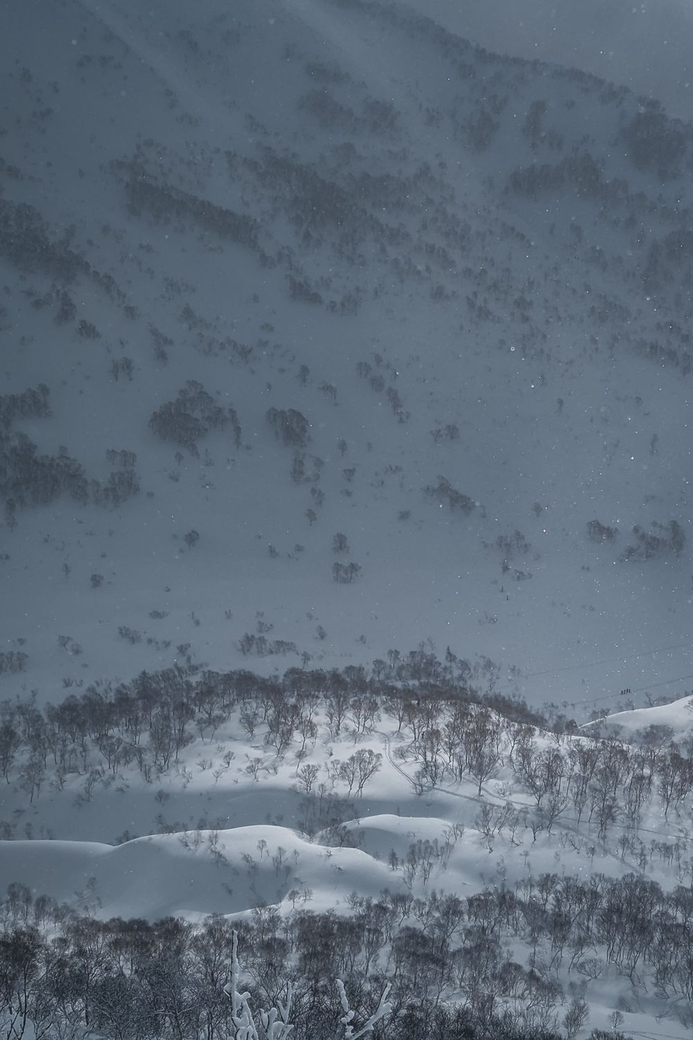 Snowy hills with shadows