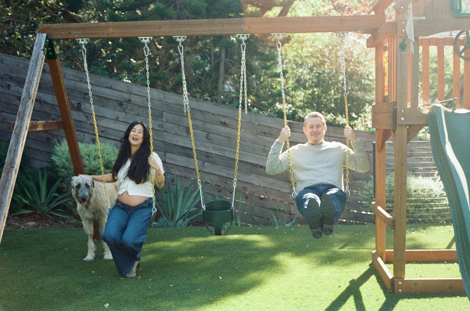 outdoor maternity session on 35mm film in the San Francisco Bay Area with golden hour light and movement