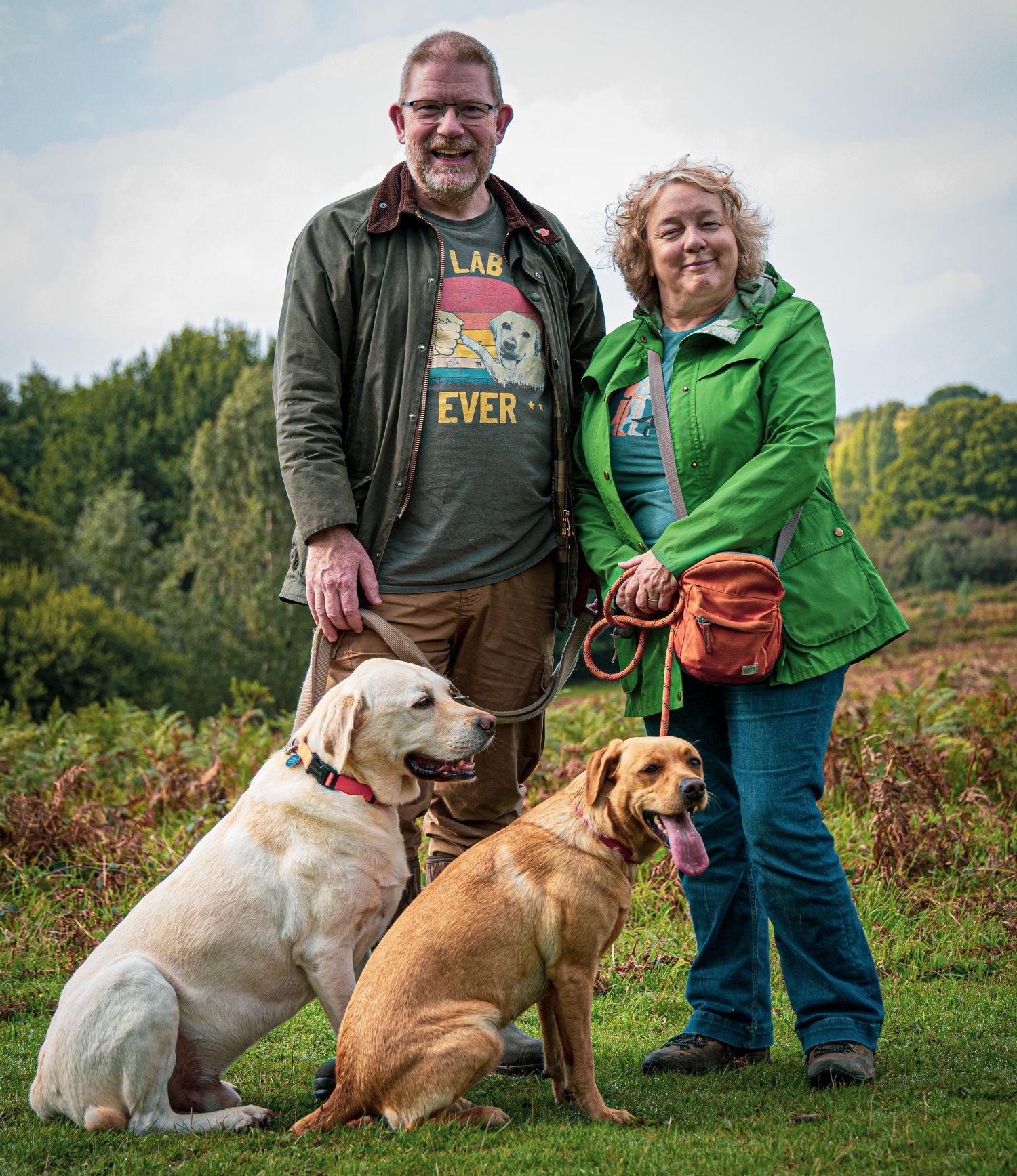 Family with Golden Labrador and Brown Labrador Ditchling common from Beautiful Pet Portraits