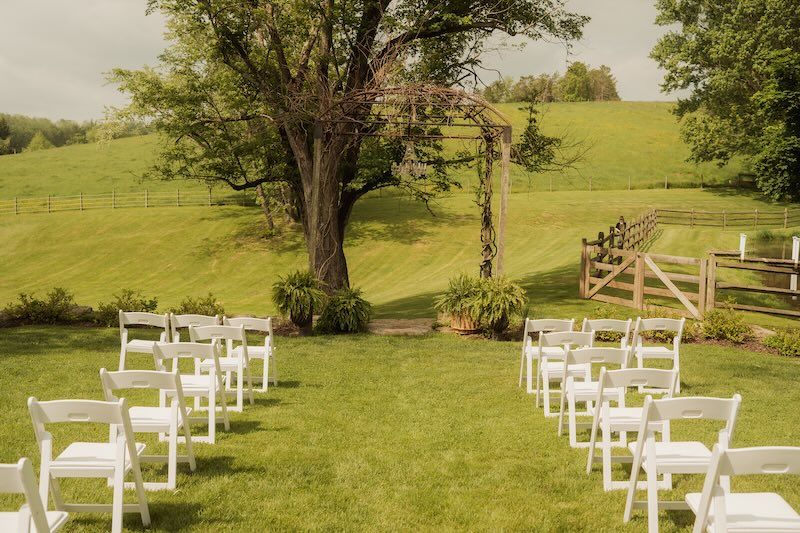 One of many possible wedding ceremony locations at Shady Elm Farms near pittsburgh pa, every spot is picture and video perfect.