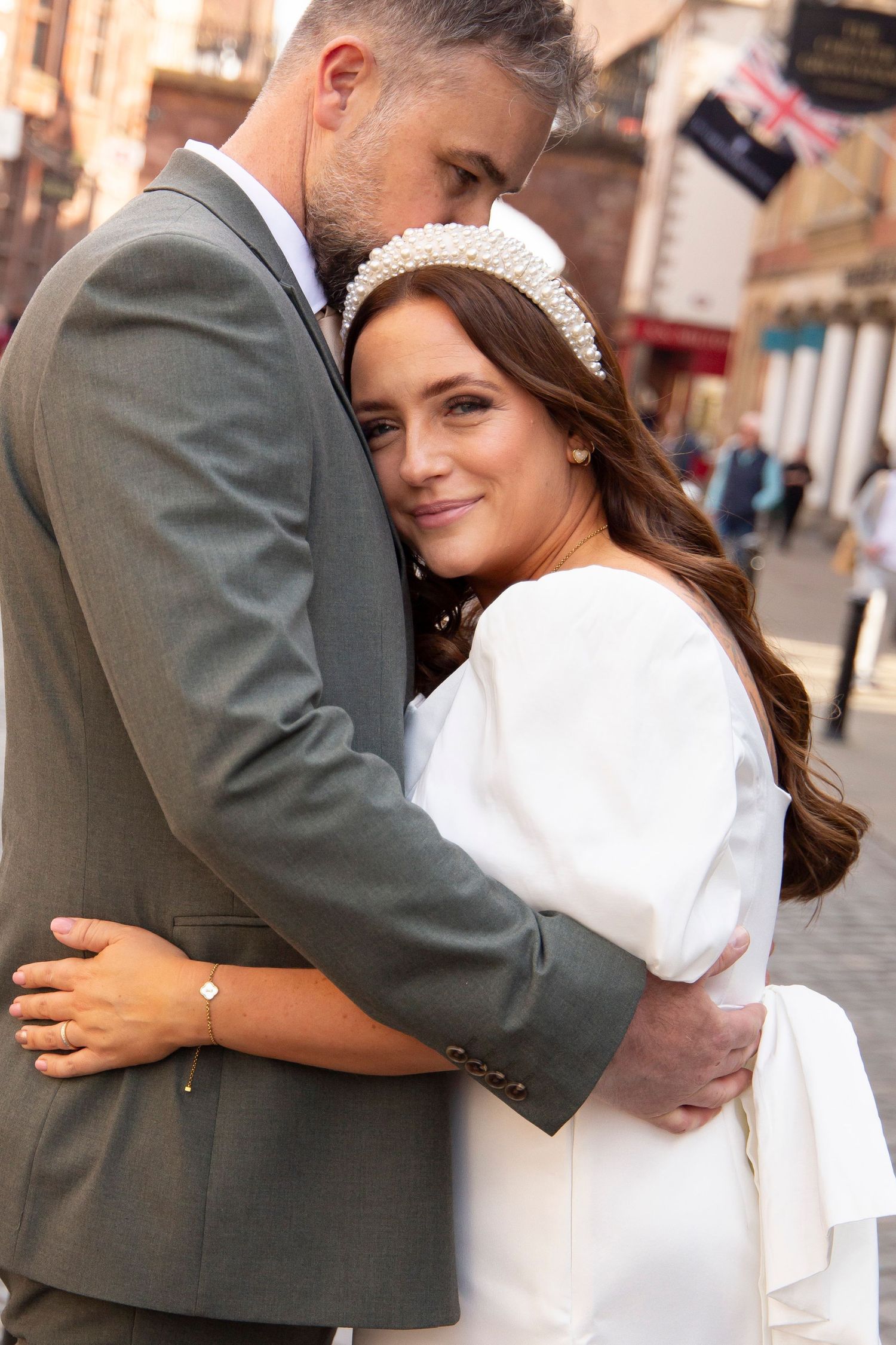 Bride headshot Chester City Centre wedding