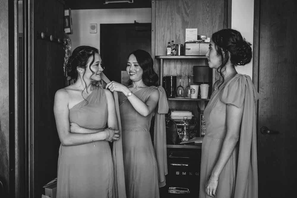 Black and white series of emotional pre-wedding moments.