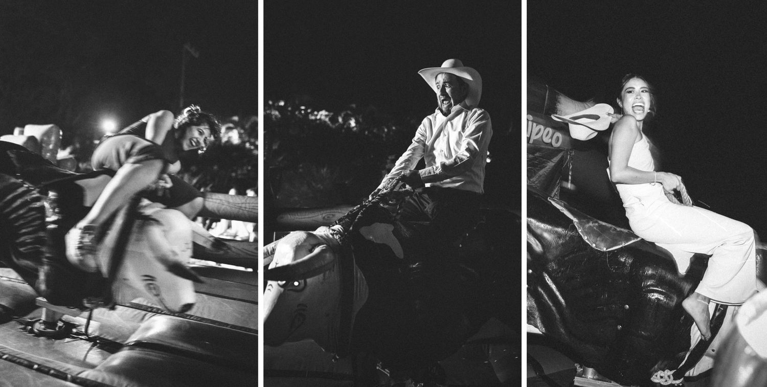 Three black and white concert photos show a performer passionately playing piano on stage during a live performance.