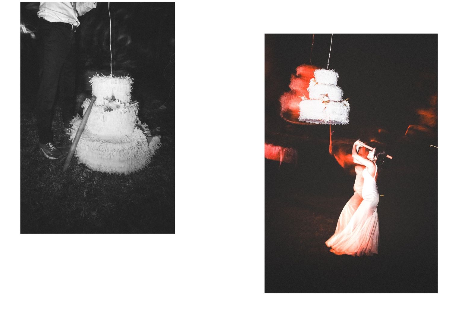 Black and white double exposure photograph showing a wedding dress and chandelier creating an ethereal ghostly scene.