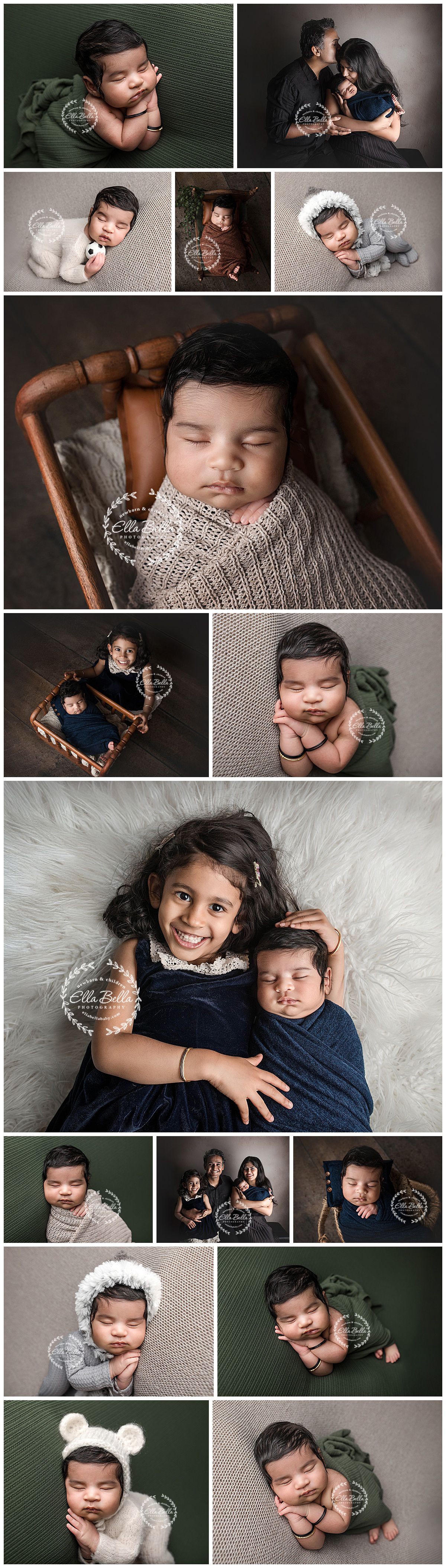 A collection of heartwarming newborn and family portrait photography showcasing tender moments and soft lighting.