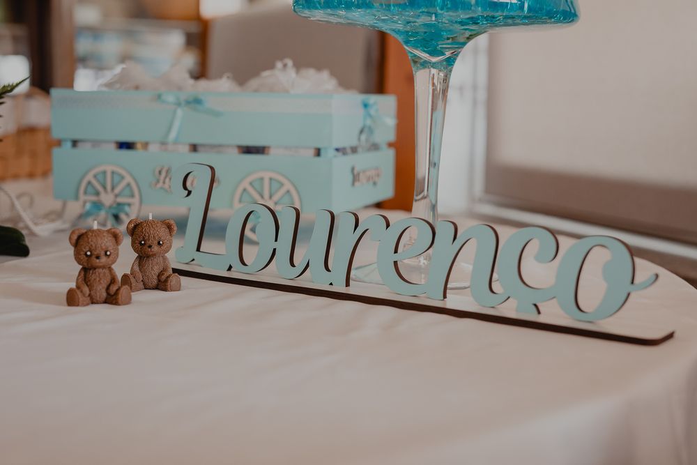 Turquoise and white decorative elements with delicate patterns.