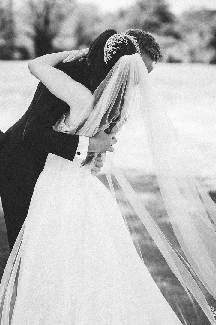 A sequence of black and white wedding veil photos shot from different angles shows flowing fabric in soft focus.