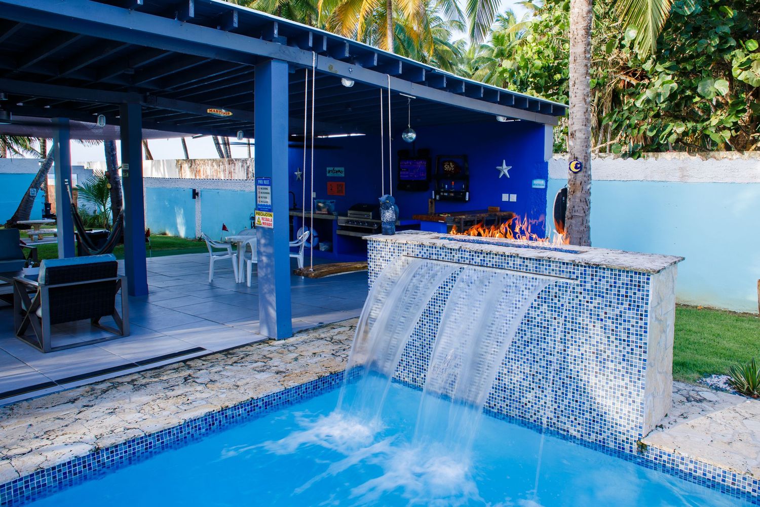 Real estate photography. Pool waterfall. Vega Baja, Puerto Rico.