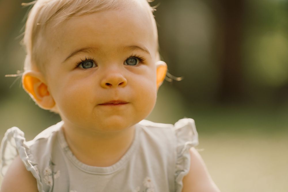 Close-up of a baby during family portraits in Sicily