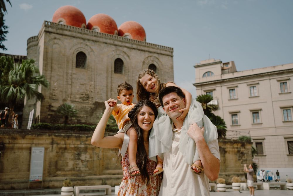 Lifestyle family shoot in the streets of Palermo Sicily