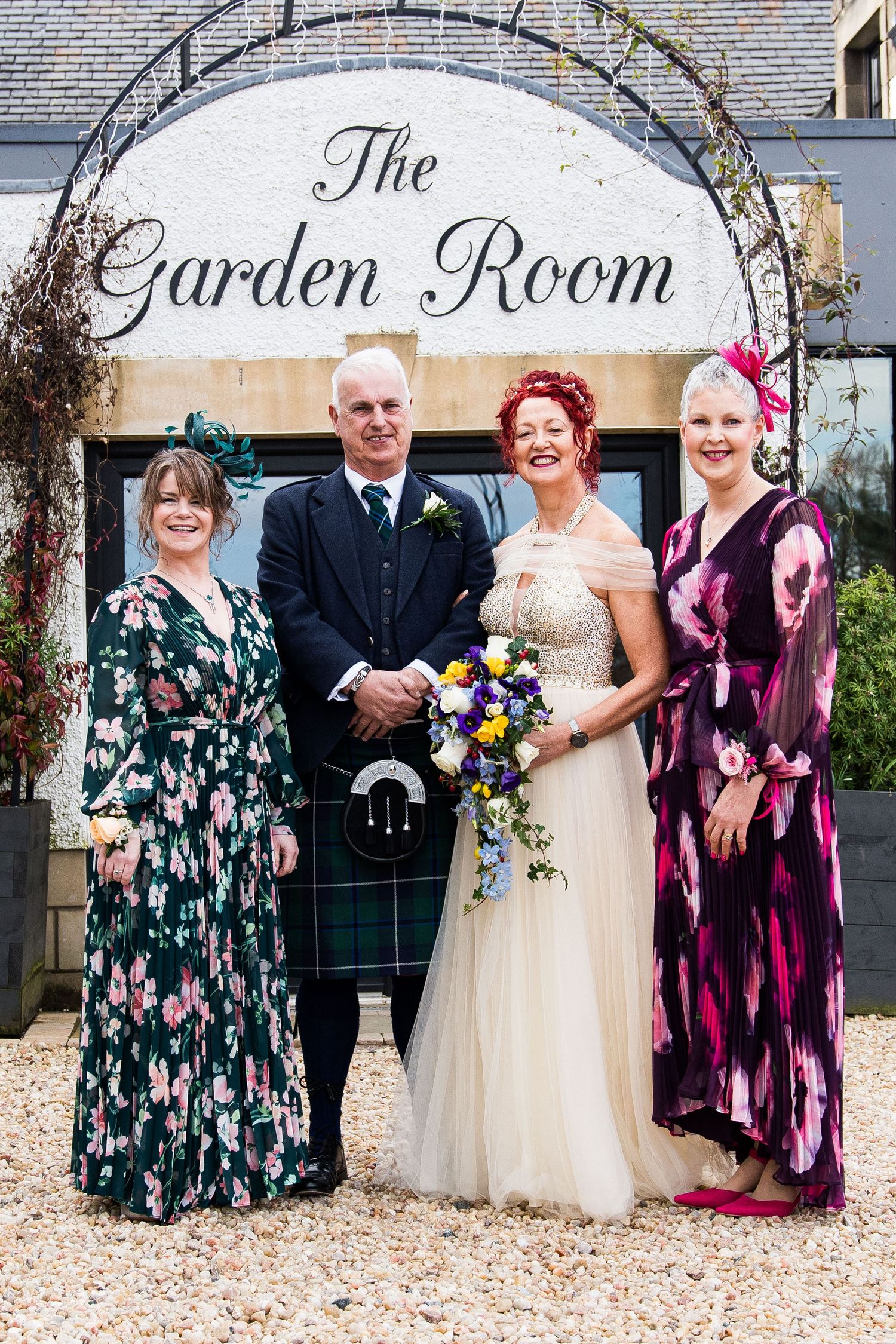 Bride with wedding guests