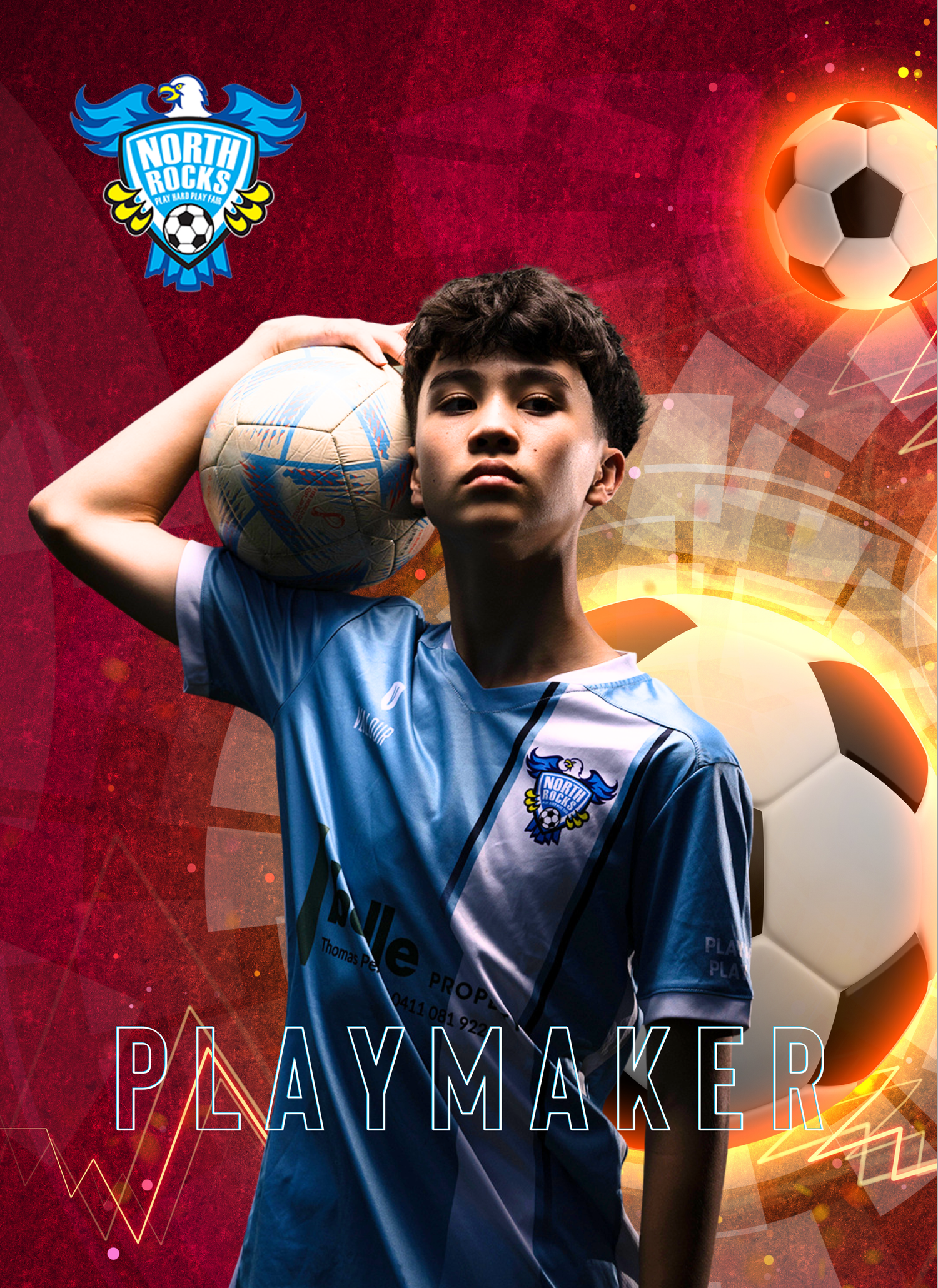 Custom sports trading card for junior soccer player