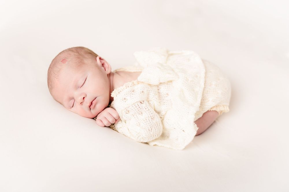 newborn session on white