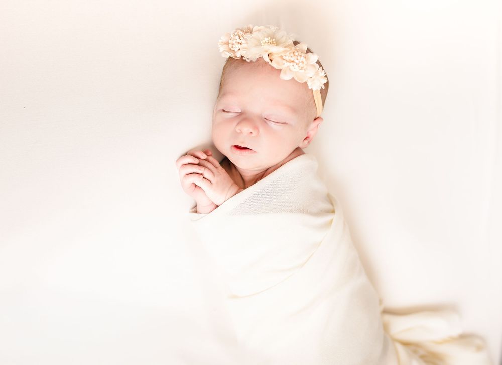 newborn session on white