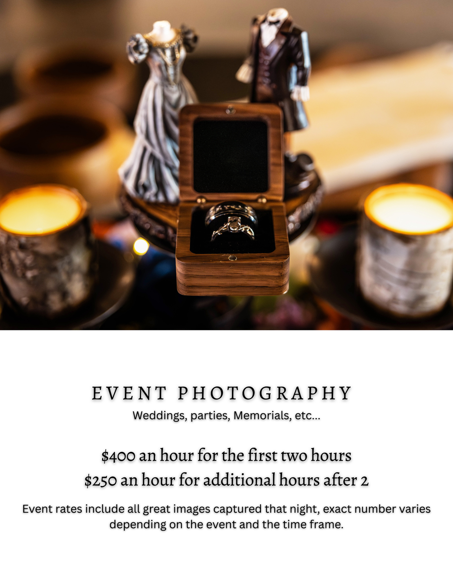 A price sheet featuring rings in a box.