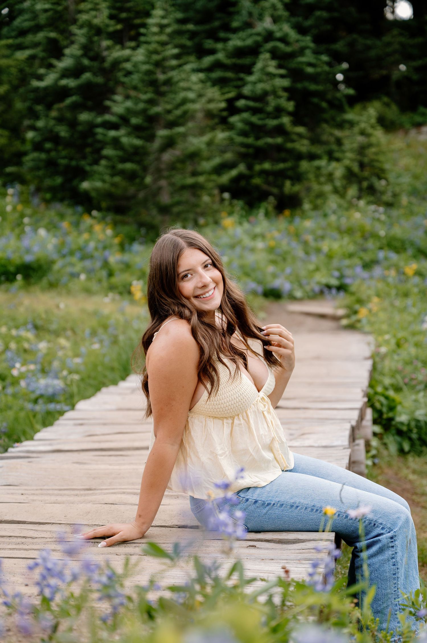 Wildflower senior pictures at Mount Rainier