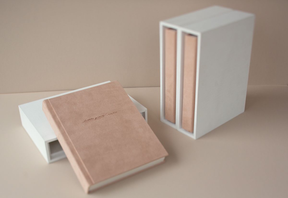 Premium baby photo album suede cover Nashville newborn photography studio