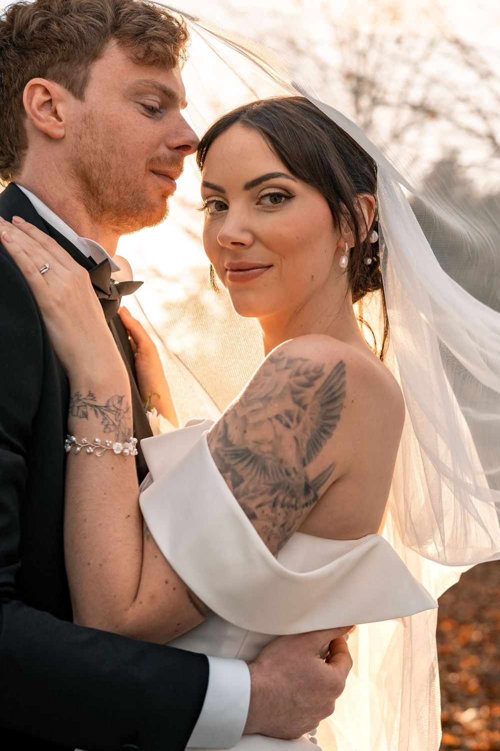 COUPLE PORTRAITS   NORFOLK WEDDING DUNSTON HALL NORWICH BLACK TIE WEDDING