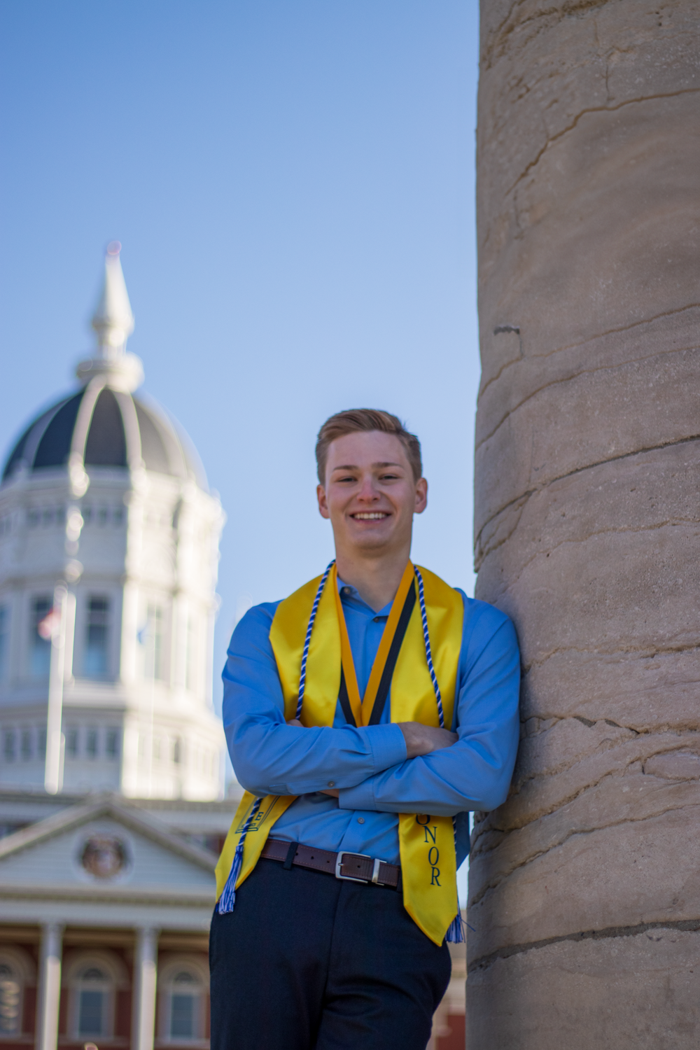 Mizzou senior portrait at the Columns in Columbia, Missouri.