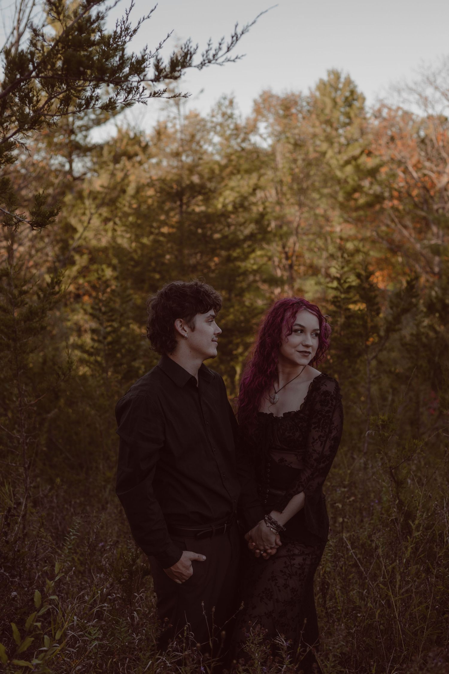 Alternative couple posing for couple's photos.