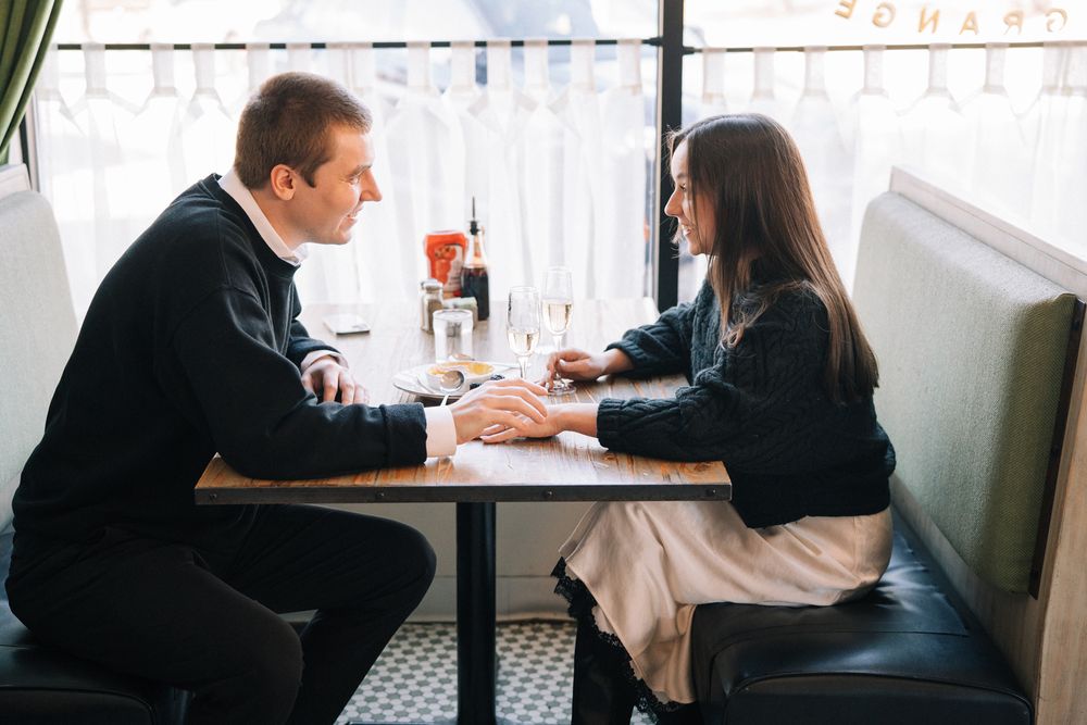 Engagement proposal photos at Milkstop in La Grange, Illinois.