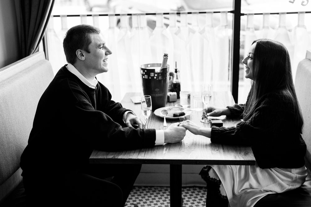 Engagement proposal photos at Milkstop in La Grange, Illinois.