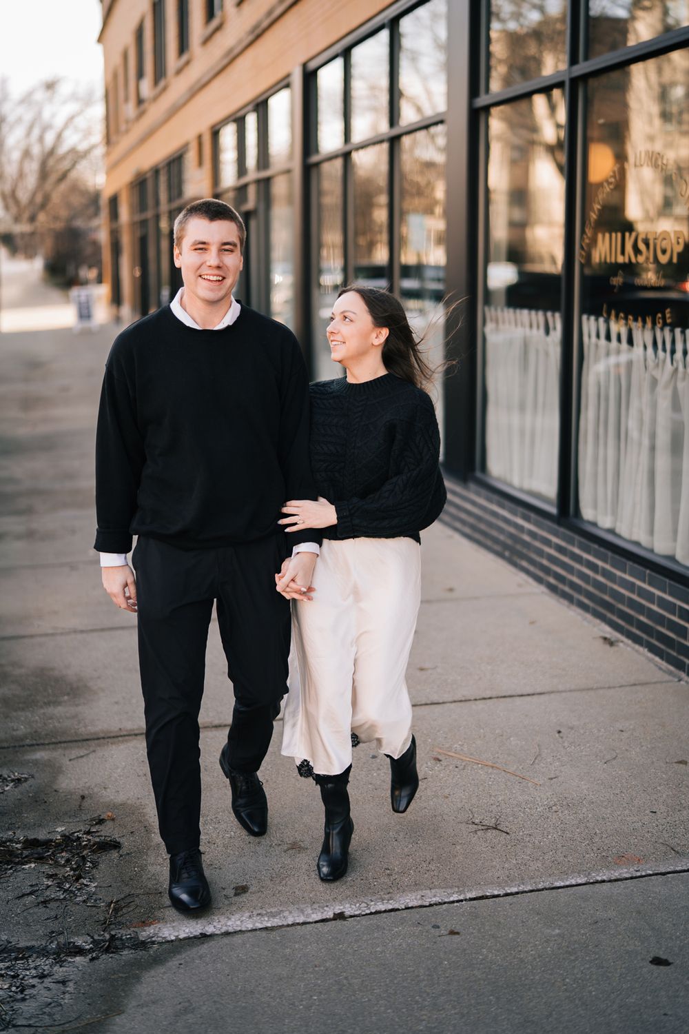 Engagement proposal photos at Milkstop in La Grange, Illinois.