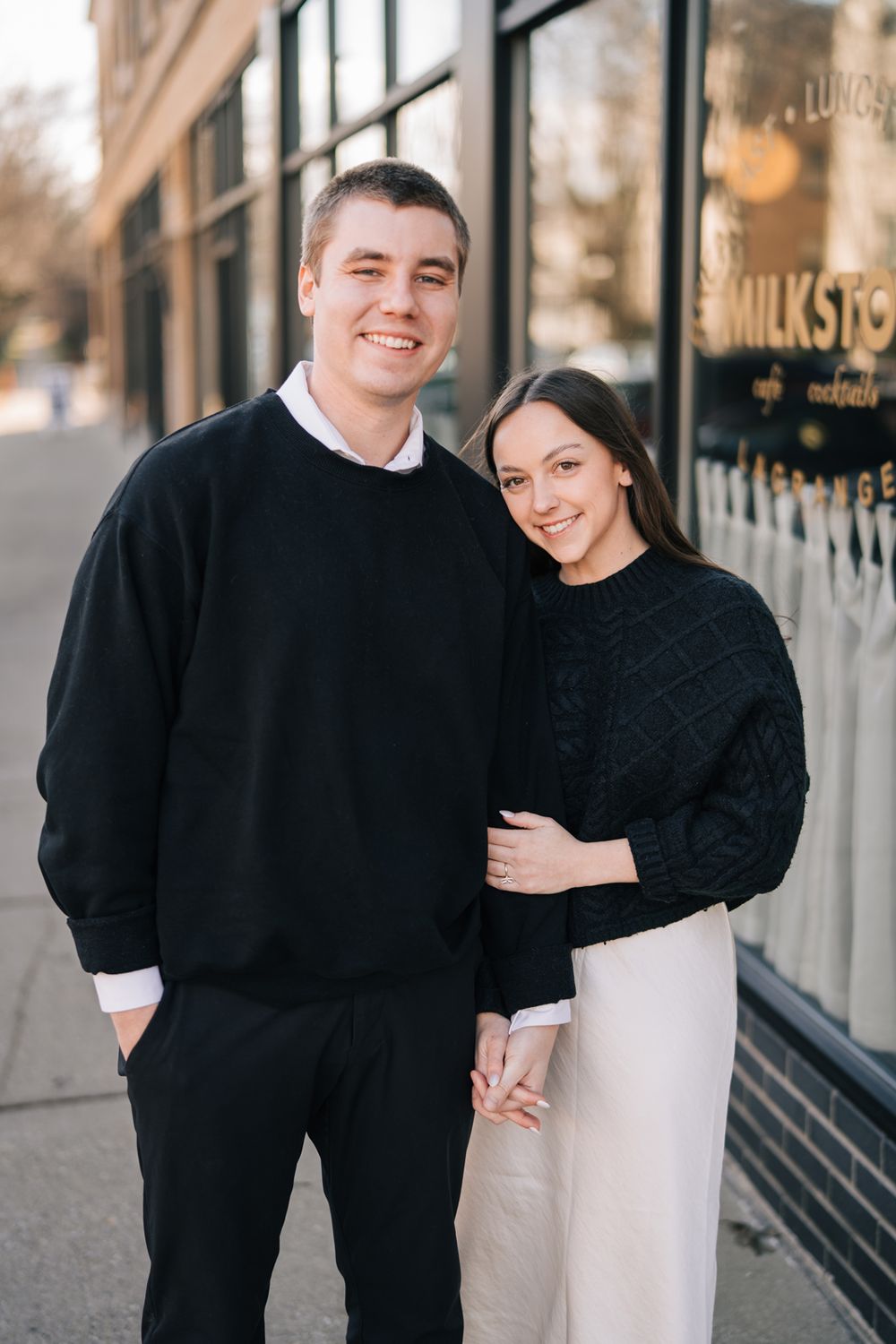 Engagement proposal photos at Milkstop in La Grange, Illinois.
