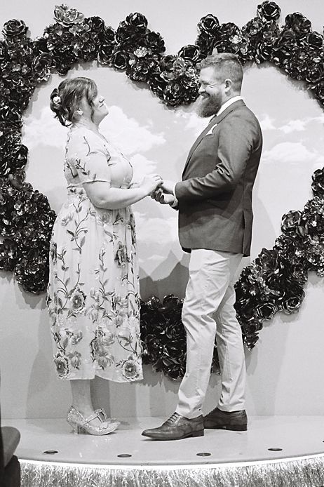 Series of black and white images showing couples dancing together on what appears to be a stage or platform.