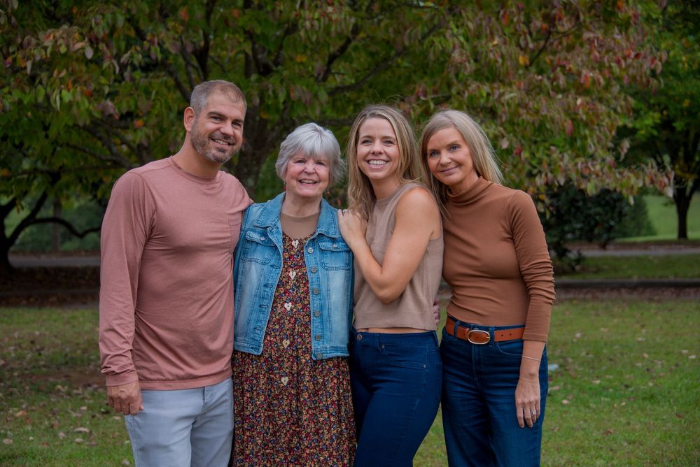 Family photo of mother with grown children