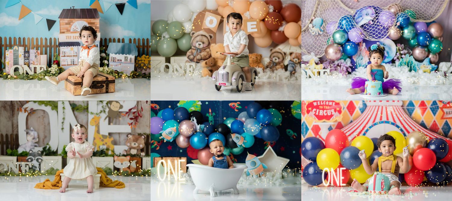 A festive party scene with colorful decorations, balloons, and banners arranged for a celebration.
