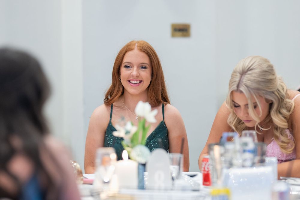 Formal dining setup at an elegant wedding reception.