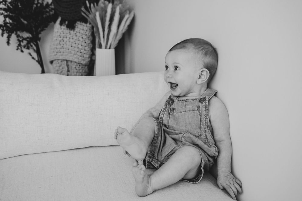 sitter, studio, six months, milestone