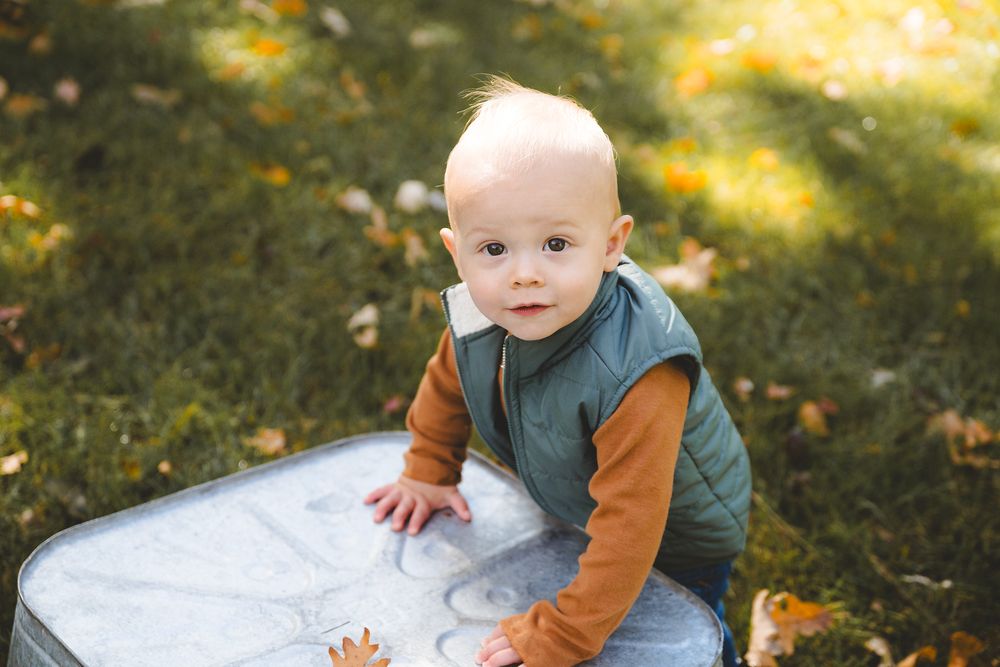 First birthday, outdoor, fall, baby boy