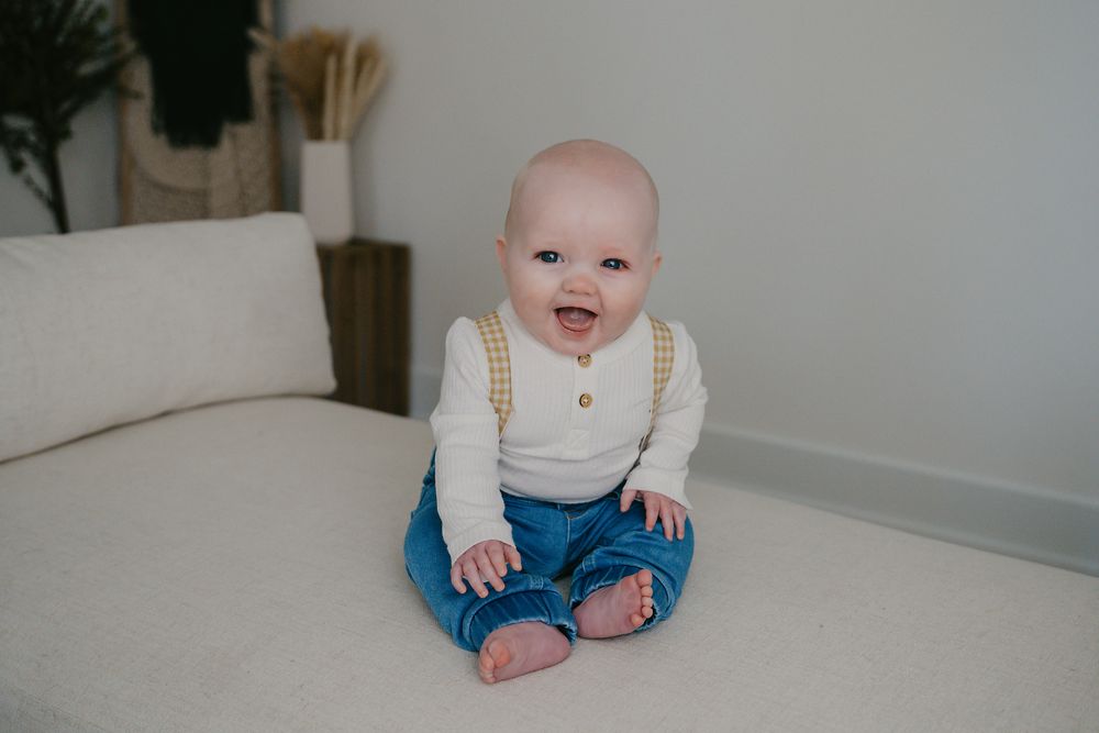 sitter, studio, six months, milestone