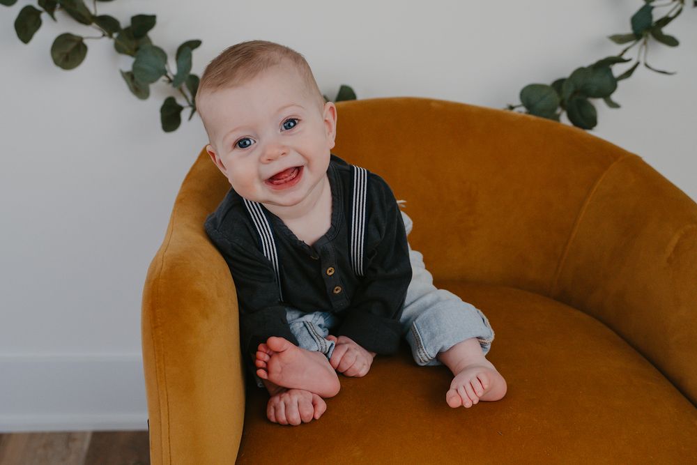 sitter, studio, six months, milestone