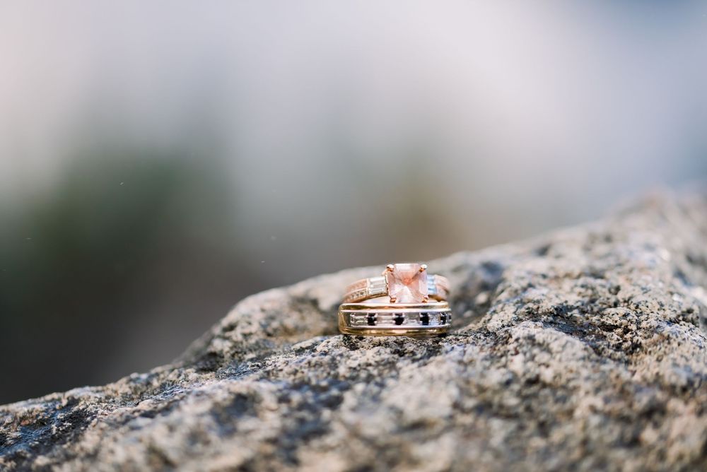 Wedding rings wedding detail shot.  Lake Tahoe, CA. A Destination Wedding at Emerald Bay State Park. Lake Tahoe.