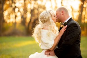 Romantic sunset portrait in golden autumn light.