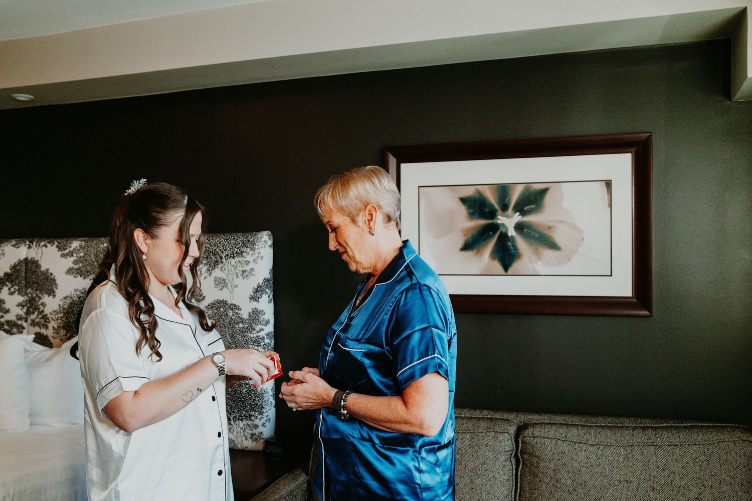 Bridal preparations before wedding at Galloping Hill Golf Course in New Jersey