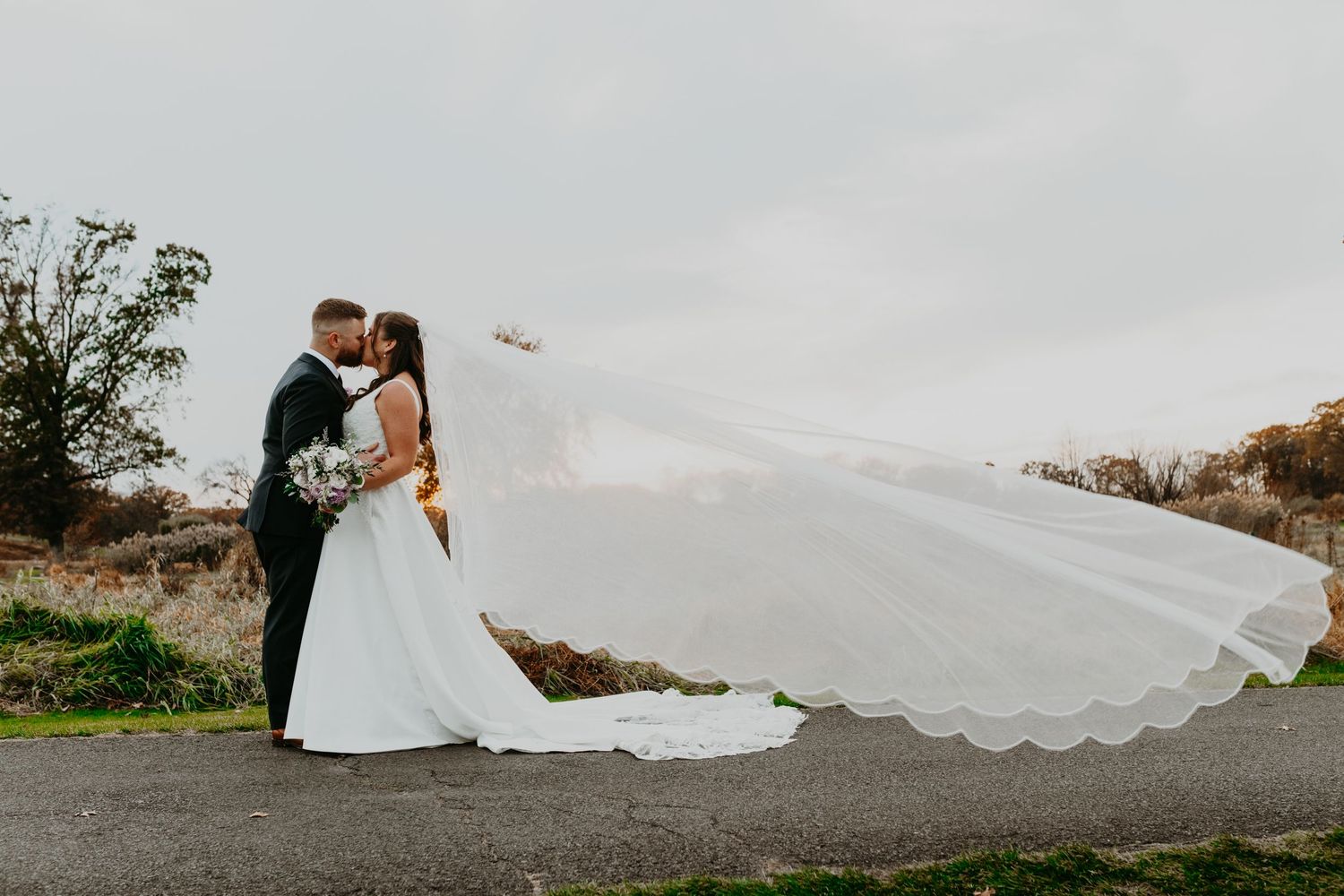 Fall wedding ceremony at Galloping Hill Golf Course with autumn foliage in Central New Jersey