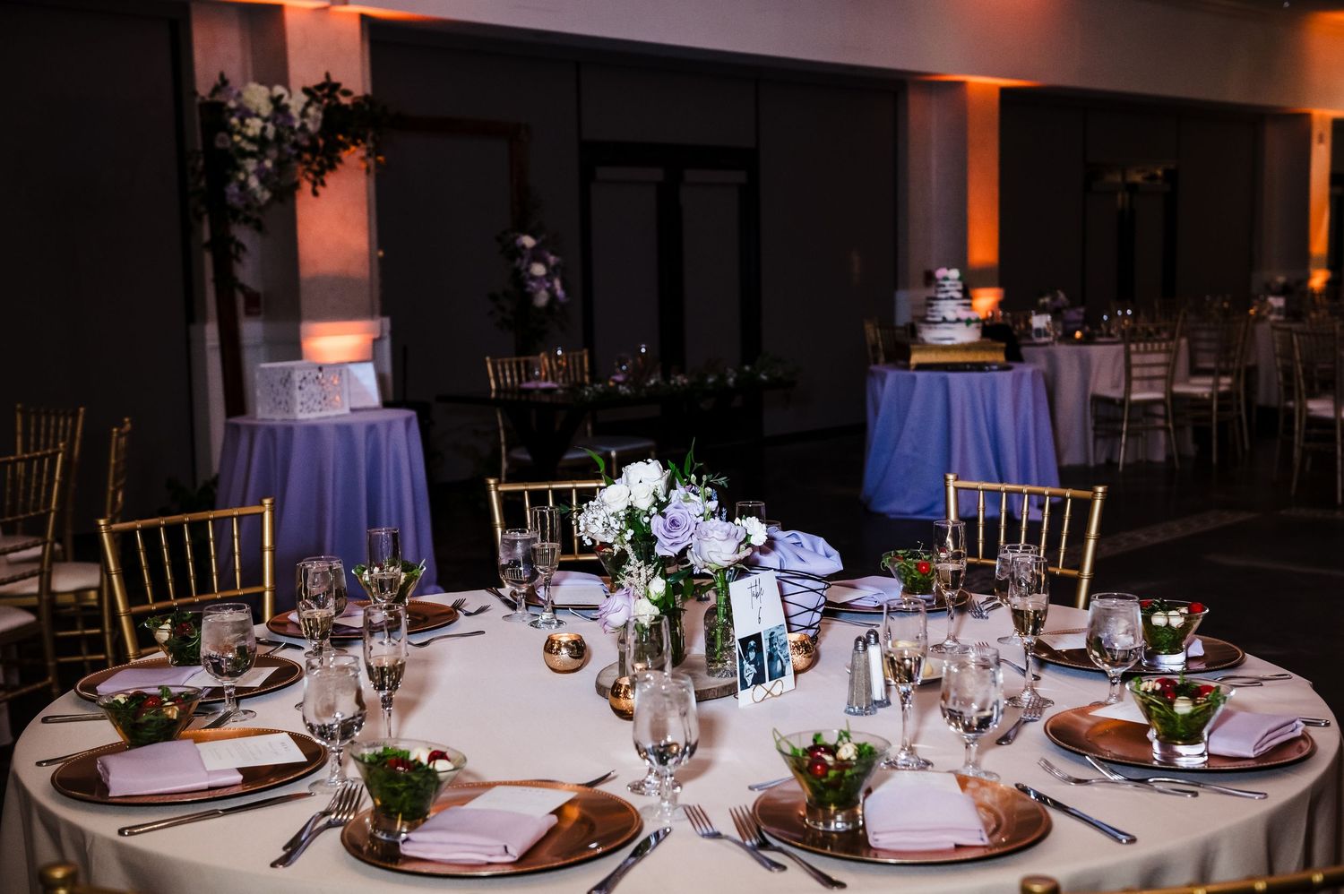 Fall wedding reception decor at Galloping Hill Golf Course