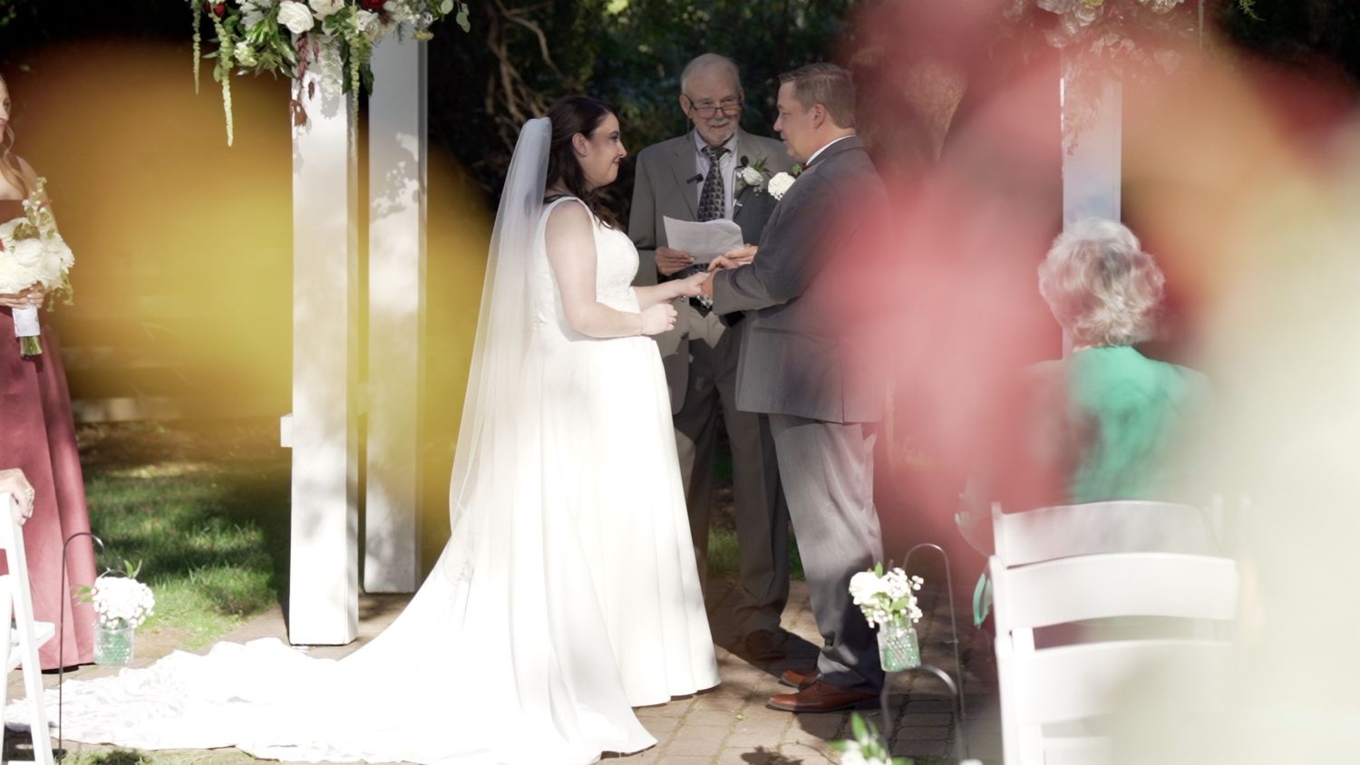 A collage of wedding photos showing romantic moments and celebrations in various indoor and outdoor settings.